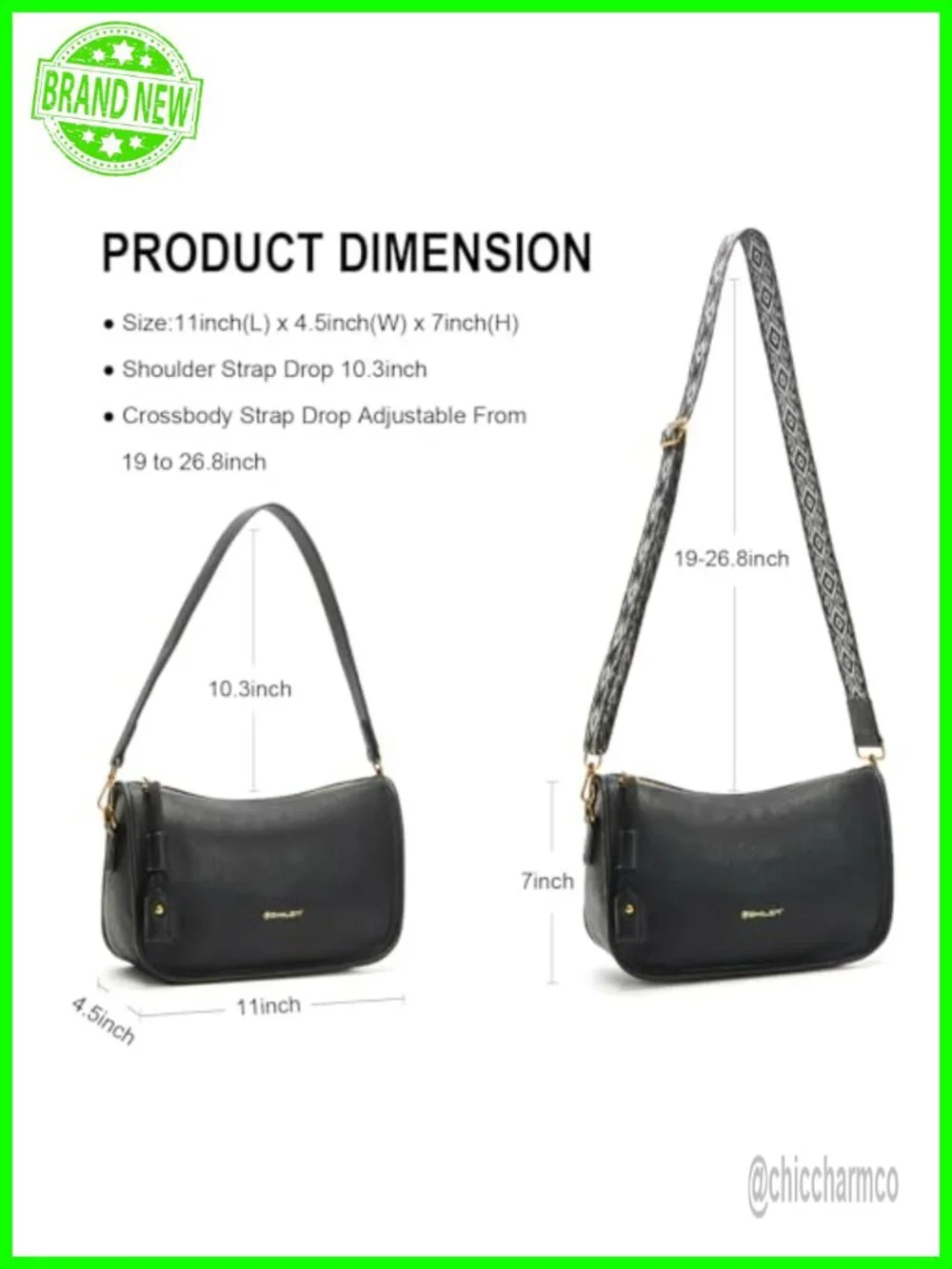 PU Leather Hobo Shoulder Bag Crossbody Clutch with 2 Removable Straps